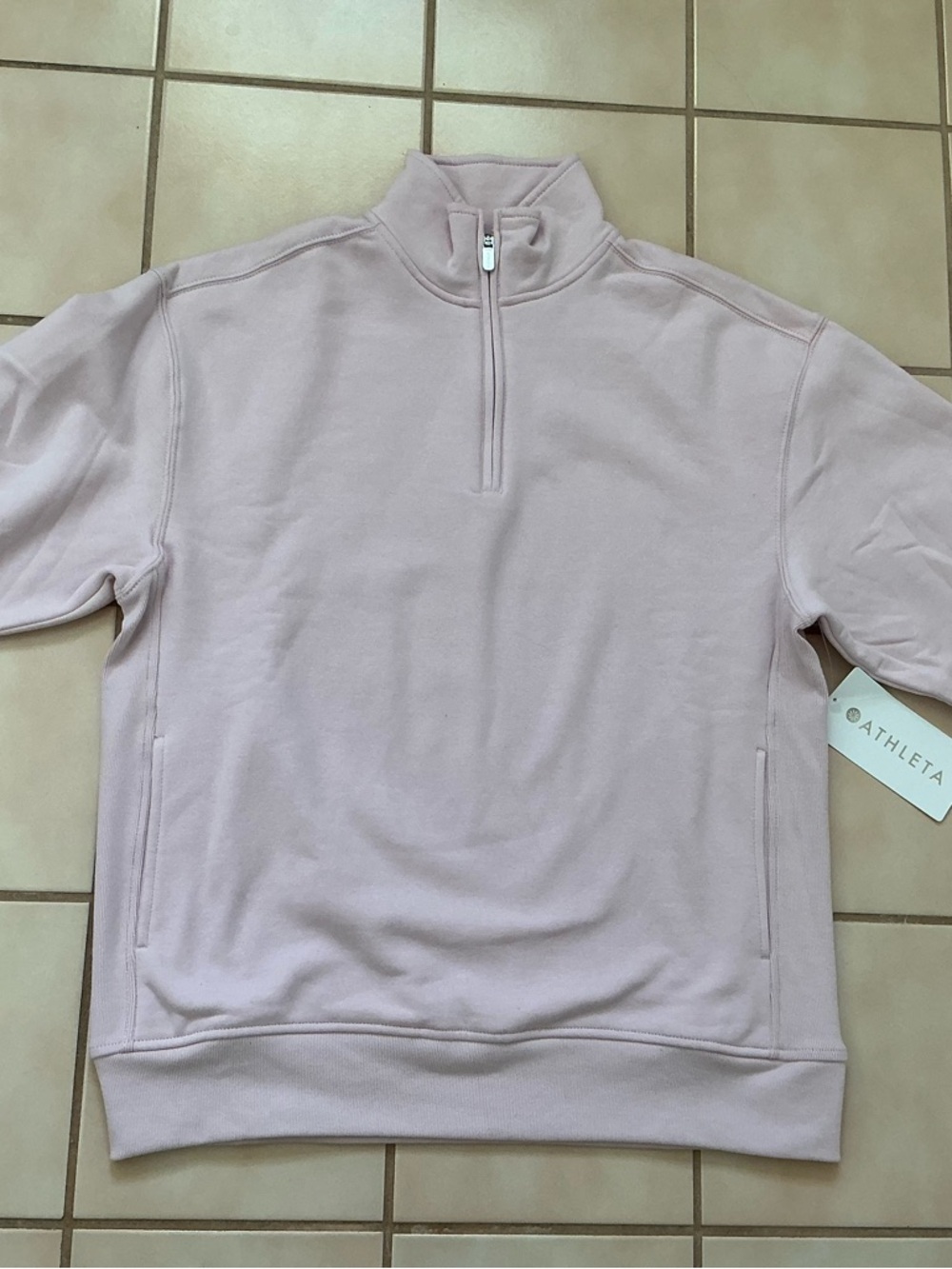 Athleta Forever Fleece 1/4 Zip Sweatshirt Sz XS NWT! Primrose Pink